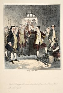 Jack Sheppards Fesseln werden in der Steinhall von Newgate abgeschlagen, Illustration aus Jack Sheppard: Eine Romanze von William Harrison Ainsworth, veröffentlicht 1839 von George Cruikshank