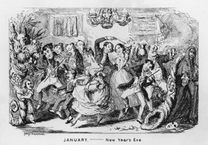 Januar, Silvester (Gravur) von George Cruikshank