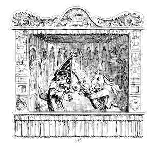 Judy drängt Mr. Punch, das Kind zu nehmen von George Cruikshank