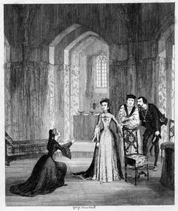 Lady Jane Grey bittet Königin Maria, das Leben ihres Mannes zu verschonen, 1554 von George Cruikshank