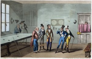 Die Männer im Billardzimmer - in „Life in Paris“ von David Carey, ill. von G. Cruikshank, London von George Cruikshank