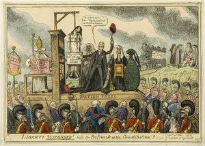 Freiheit ausgesetzt! Mit dem Bollwerk der Verfassung! von George Cruikshank