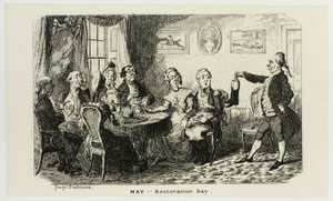 Mai - Tag der Wiederherstellung aus George Cruikshanks Stahlradierungen zu The Comic Almanacks: 1835-1853 von George Cruikshank