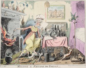 Ein Rezept für Hühneraugen mischen, veröffentlicht 1835 von George Cruikshank