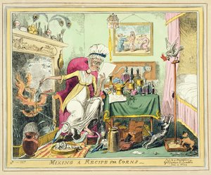 Ein Rezept für Hühneraugen mischen, veröffentlicht von G. Humphrey, London, 4. Dezember 1822 von George Cruikshank