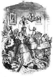 Fast zu Tode besorgt durch die größte Plage des Lebens, um 1840er Jahre von George Cruikshank