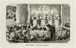 November - Lebensversicherung aus George Cruikshanks Stahlradierungen für The Comic Almanacks: 1835-1853 von George Cruikshank