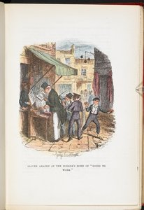 Oliver erstaunt über die Arbeitsweise des Dodgers, aus Die Abenteuer von Oliver Twist ... Mit vierundzwanzig Illustrationen von Cruikshank von George Cruikshank