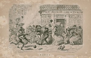 Menschen kämpfen gegen den starken Wind von George Cruikshank