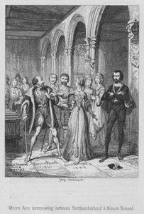 Königin Jane vermittelt zwischen Northumberland und Simon Renard (Stich) von George Cruikshank