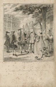 Randulph Crew wird Beau Villiers auf dem Mall vorgestellt von George Cruikshank