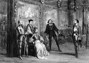 Sir Thomas Wyatt diktiert Königin Maria die Bedingungen im Weißen Turm, um 1553