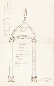 Skizze eines achteckigen Rücksprungs mit Säulen von George Cruikshank