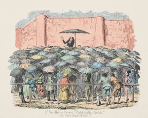 St. Swithuns Kapelle Cold-bath fields, veröffentlicht 1833 (handkolorierte Gravur) von George Cruikshank