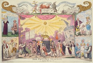 Die Kuhpocken-Tragödie - Die letzte Szene (satirischer Cartoon) von George Cruikshank