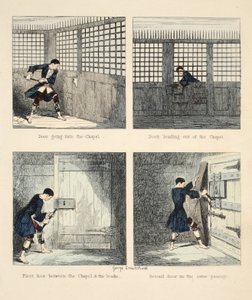 Die Flucht Nr. 2, Illustration aus Jack Sheppard: Eine Romanze von William Harrison Ainsworth, veröffentlicht 1839 von George Cruikshank