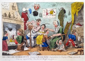 Der Fortschritt der Spaziergänger, Platte 1, ein Blick auf Black Jacks Ursprung vor seiner Reise nach Douay, veröffentlicht 1809