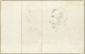 Zwei Selbstporträts im Profil von George Cruikshank