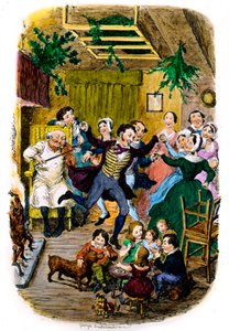 Viktorianische Weihnachtskarte von George Cruikshank