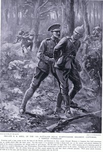 Private B R Shiel erhielt das DCM für die Gefangennahme eines deutschen Patrouilleurs in Belgien im April 1915