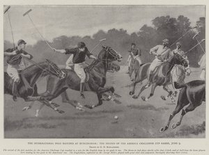 Die internationalen Polospiele in Hurlingham, das zweite der America Challenge Cup Spiele, 9. Juni von George Derville Rowlandson