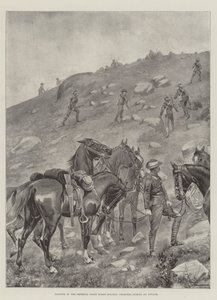 Reiter des Imperial Light Horse hält Pferde während eines Angriffs von George Derville Rowlandson