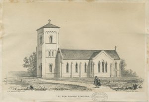 Stafford - Christ Church: getönte Lithographie, nd [?mittleres 19. Jahrhundert] von George E. Hamilton