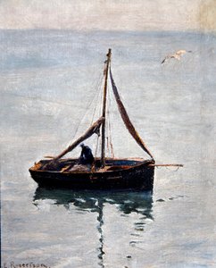 Netze flicken, ca. 1910 von George Edward Robertson