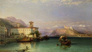 Arona und die Burg von Angera, Lago Maggiore, 1856 von George Edwards Hering