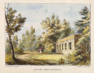 Vogelhaus, Kew Gardens, Tafel 10 aus Kew Gardens: Eine Serie von vierundzwanzig Zeichnungen auf Stein, graviert von Charles Hullmandel (1789-1850), veröffentlicht 1820 von George Ernest after Papendiek