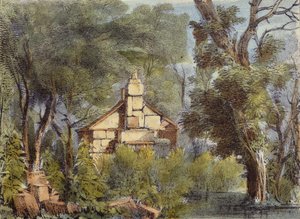 Steinhaus, Richmond Gardens, Tafel 23 aus Kew Gardens: Eine Serie von vierundzwanzig Zeichnungen auf Stein, graviert von Charles Hullmandel (1789-1850), veröffentlicht 1820