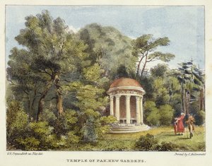 Tempel des Pan, Kew Gardens, Tafel 12 aus Kew Gardens: Eine Serie von vierundzwanzig Zeichnungen auf Stein, graviert von Charles Hullmandel (1789-1850), veröffentlicht 1820 von George Ernest after Papendiek