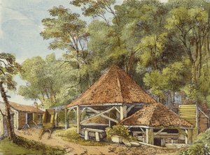 Wasserwerke, Kew Gardens, Tafel 22 aus Kew Gardens: Eine Serie von vierundzwanzig Zeichnungen auf Stein, graviert von Charles Hullmandel (1789-1850), veröffentlicht 1820