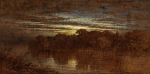Dämmerung am Avon, Ruinen von Kenilworth Castle in der Ferne