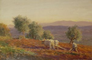 Wo Virgil sang, Mann beim Pflügen, 1912 von George Faulkner Wetherbee