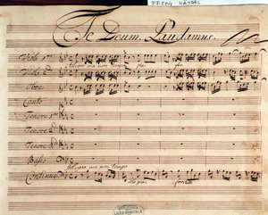 Titelseite der Partitur von Te Deum von G. F. Händel