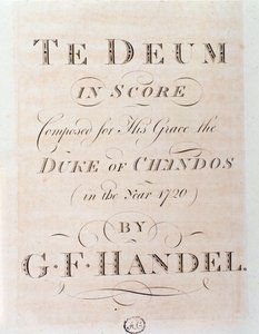 Titelseite der Partitur von Te Deum von G F Handel
