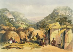 Inanda Kraal, Natal, Tafel 25 aus Die Kafirs illustriert, 1849