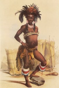 Nc’pae, ein junger Zulu in seinem Tanzkostüm von George French Angas