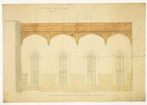 New College Oxford: Entwurf für das Dach der New Hall, 1865