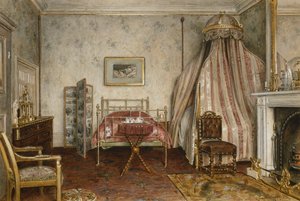 Ansicht des Schlafzimmers, in dem Napoleon III. starb, Camden Place, Chislehurst, Kent, 1873
