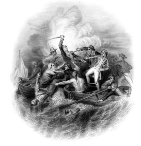 Kanonenbootbegegnung zwischen Nelson und Don Miguel Tyrason, 1797 von George Greatbatch