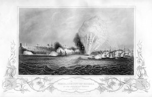 Die Explosion des Kaiserlichen Mols während der Bombardierung von Odessa, Ukraine, 1854-1857 von George Greatbatch