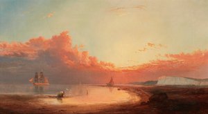 Schiffe vor der englischen Küste, Sonnenuntergang von George Gregory