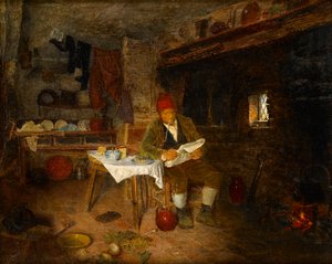 Ein rustikales Zuhause: Die Nachrichten lesen, 1855