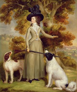 Die Gräfin von Effingham mit Gewehr und Jagdhunden, 1787