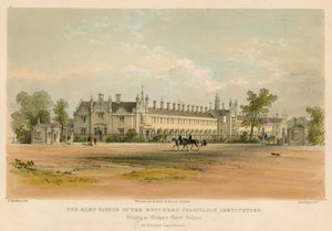 Die Armenhäuser der Metzger-Wohltätigkeitsanstalt, errichtet in Walham Green, Fulham, London