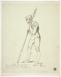 Stehender Mann in Rüstung mit Lanze von George Hayter