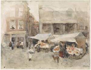 Markt mit Blumenständen von George Hendrik Breitner