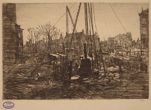 Szene in einer niederländischen Stadt mit einer Ramme im Vordergrund von George Hendrik Breitner